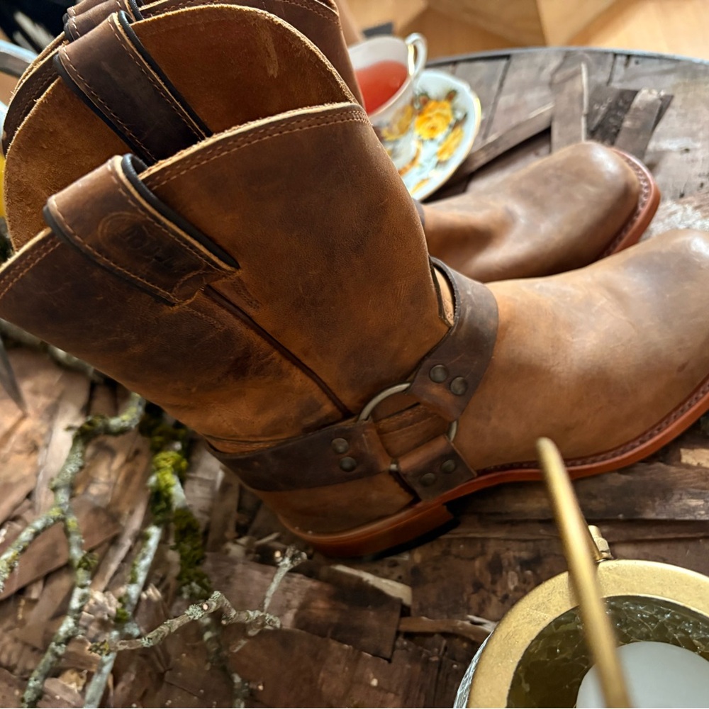 Women's Brown Leather Boulet 9”Motorcycle, Hillbilly Boots